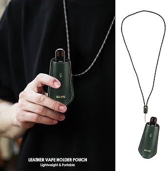 Sleek vape Kandura pocket, discreet vape device Dubai, lightweight disposable vape, traditional Emirati clothing - GELVTIC Leather Vape Holder Pouch Necklace Lanyard, Protective ...