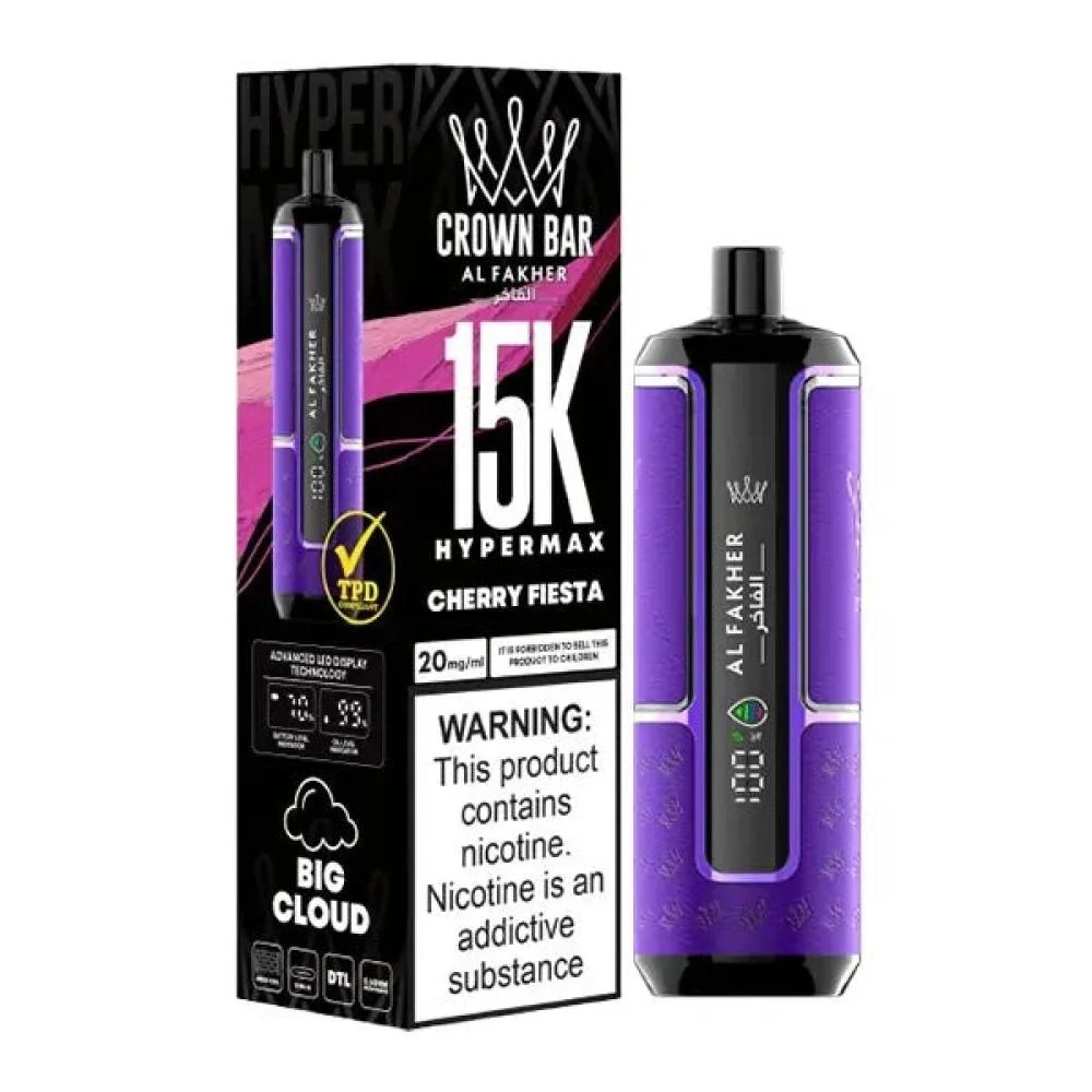 AL Fakher Crown Bar 15000 disposable vape product shot, luxury vape device with crown, AL Fakher e-cigarette - AL FAKHER CROWN BAR 15000 PUFFS VAPE PLUG - Vibe Medina