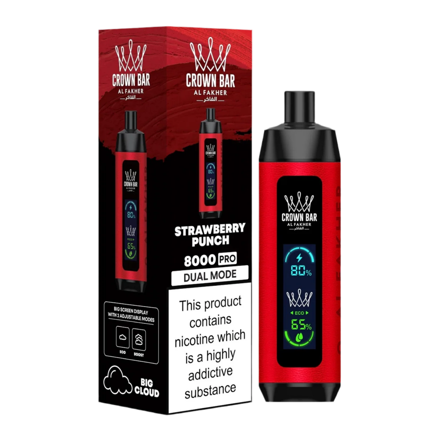 AL Fakher Crown Bar vape, futuristic disposable vape, high-tech vape device, Al Fakher brand vape - Al Fakher Crown Bar 8000 Pro Dual Mode Rechargeable Disposable ...