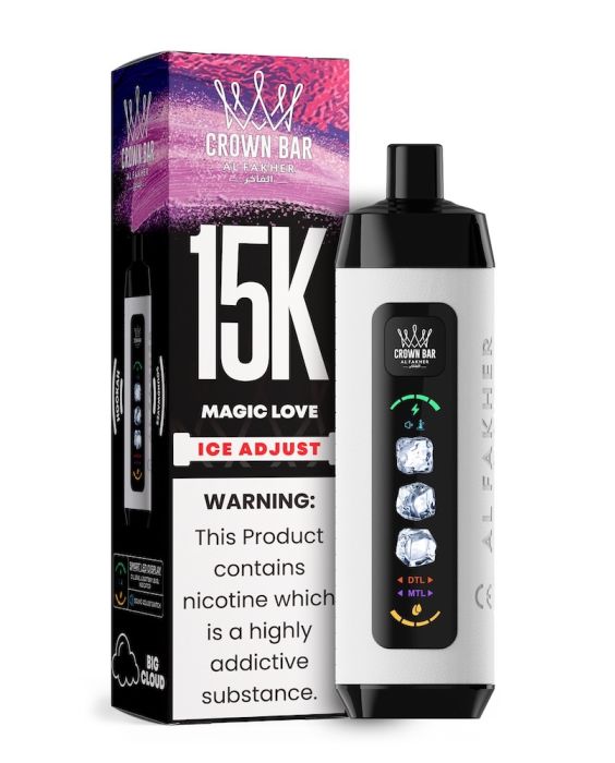 AL Fakher Crown Bar 15000 king of clouds, premium shisha vape, majestic disposable vape, vape royalty, celebration of clouds - Al Fakher Crown Bar Ice Adjust 15K