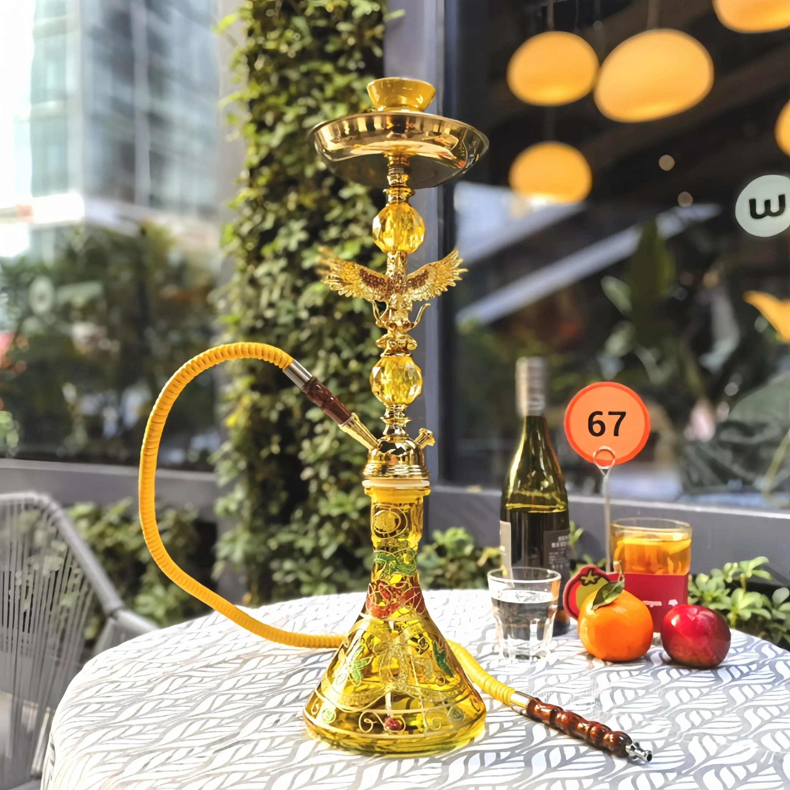 Traditional Al Fakher shisha gathering UAE, authentic hookah pipe, Arabic social gathering, cultural shisha experience - Arab Style Hookah - High Quality Metal Shisha Set - Bent Type