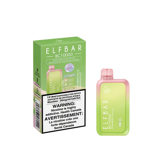 Elfbar BC10000 Strawberry Kiwi, strawberry vape, kiwi vape, fruit blend vape, tropical vape flavor - ELF BAR BC 10000-STRAWBERRY KIWI ICE – Clutch Vape