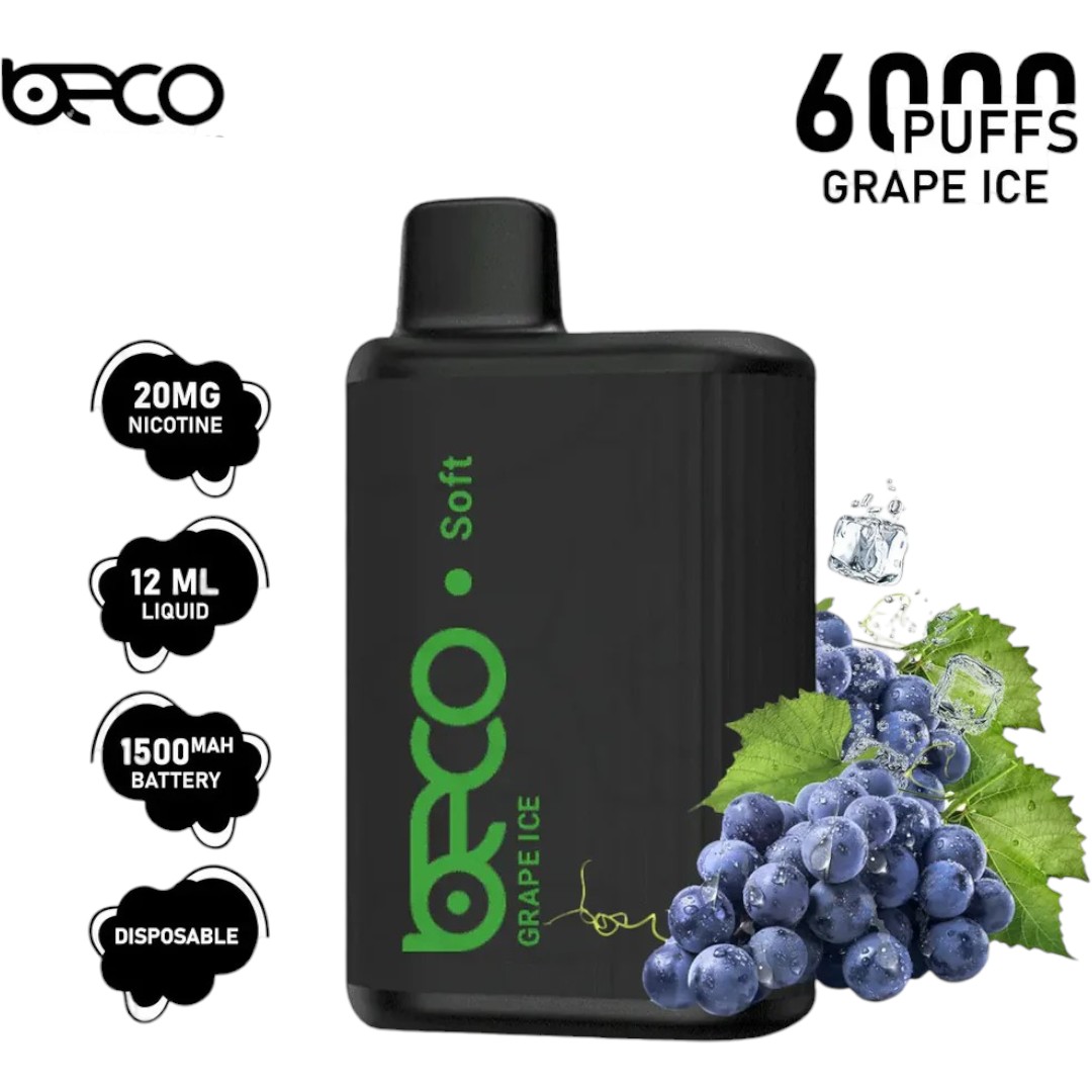 Cola flavored vape, Grape Ice vape, beverage vape flavors, Beco soft vape, Al Fakher Crown Bar, different vape flavors - BECO SOFT GRAPE ICE DISPOSABLE VAPE 6000 PUFFS 2% - Vape ALO Dubai ...