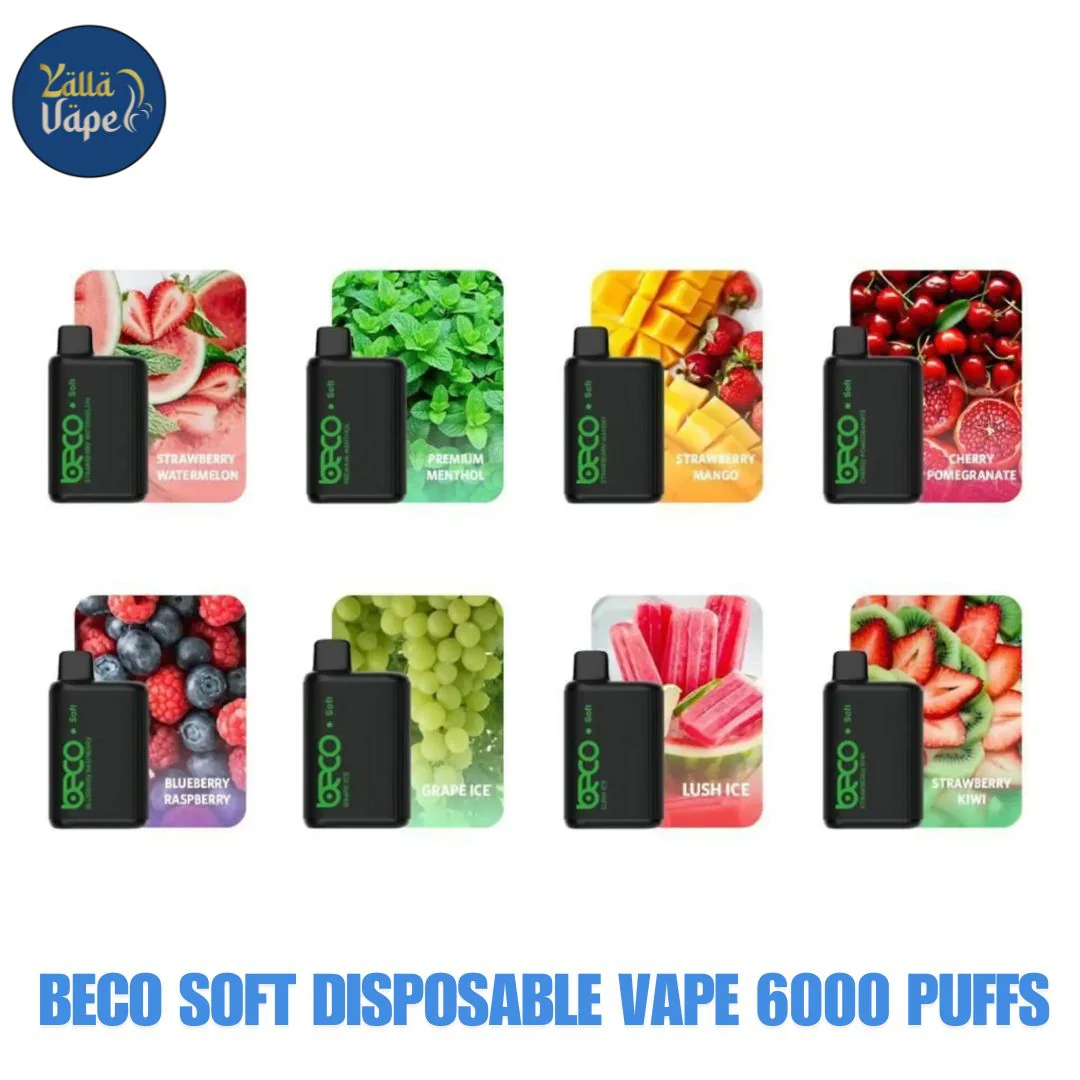 Beco Soft 6000 vs Elfbar BC10000 vs Waka 50000 comparison, disposable vape lineup, different vape sizes - BECO Soft 6000 Puffs, Available With Vape Emirates.