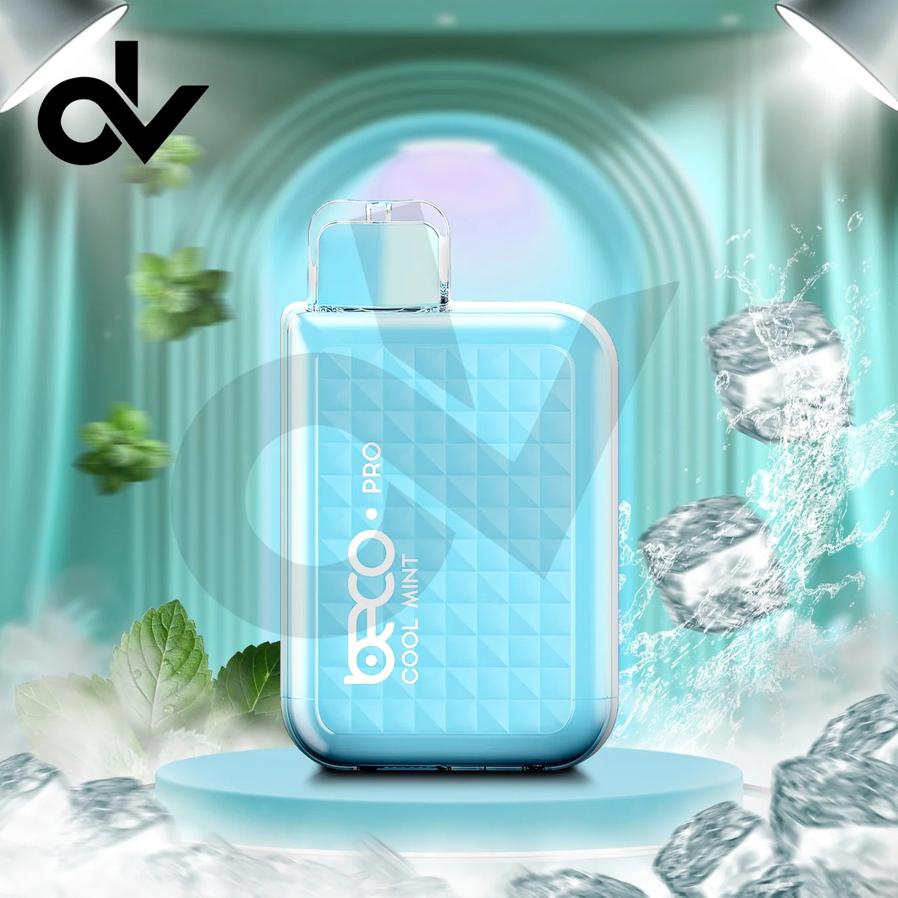 Beco Soft 6000 Kool Mint flavor, frosty mint vape, ice crystals, fresh mint leaves, cooling sensation - Beco Pro 6000 Disposable