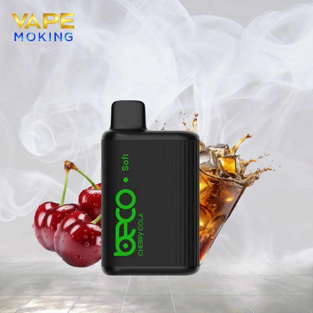 Beco Soft 6000 Cola Mint flavor, shisha cola mint, classic cola bottle, mint and lime garnish, vaping flavor - BECO 6000 PUFFS – Vape MoKing