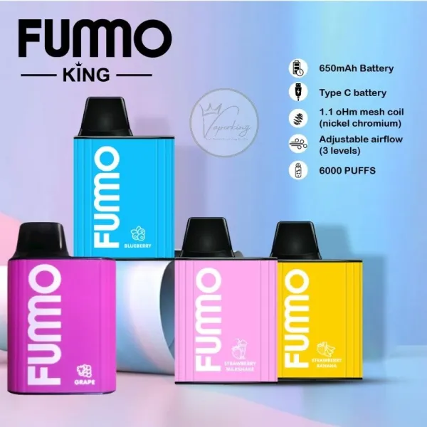 FUMMO King 6000 Puffs product shot, UAE vape brand FUMMO disposable, intense flavour vape device - Authentic buy Fummo King 6000 Puffs Disposable Vape In UAE