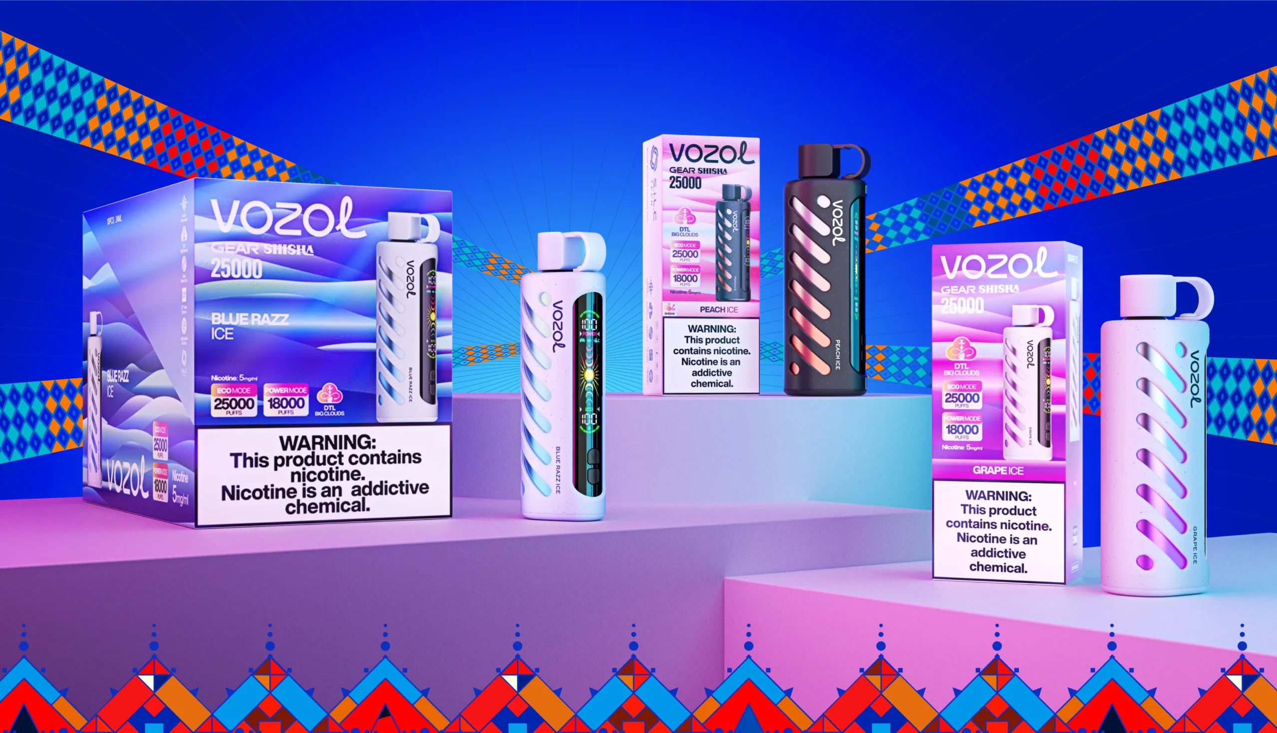 VOZOL Shisha 25000 disposable vape product shot, modern vape device dragon motif, VOZOL e-cigarette - GEAR SHISHA 25000 - VOZOL