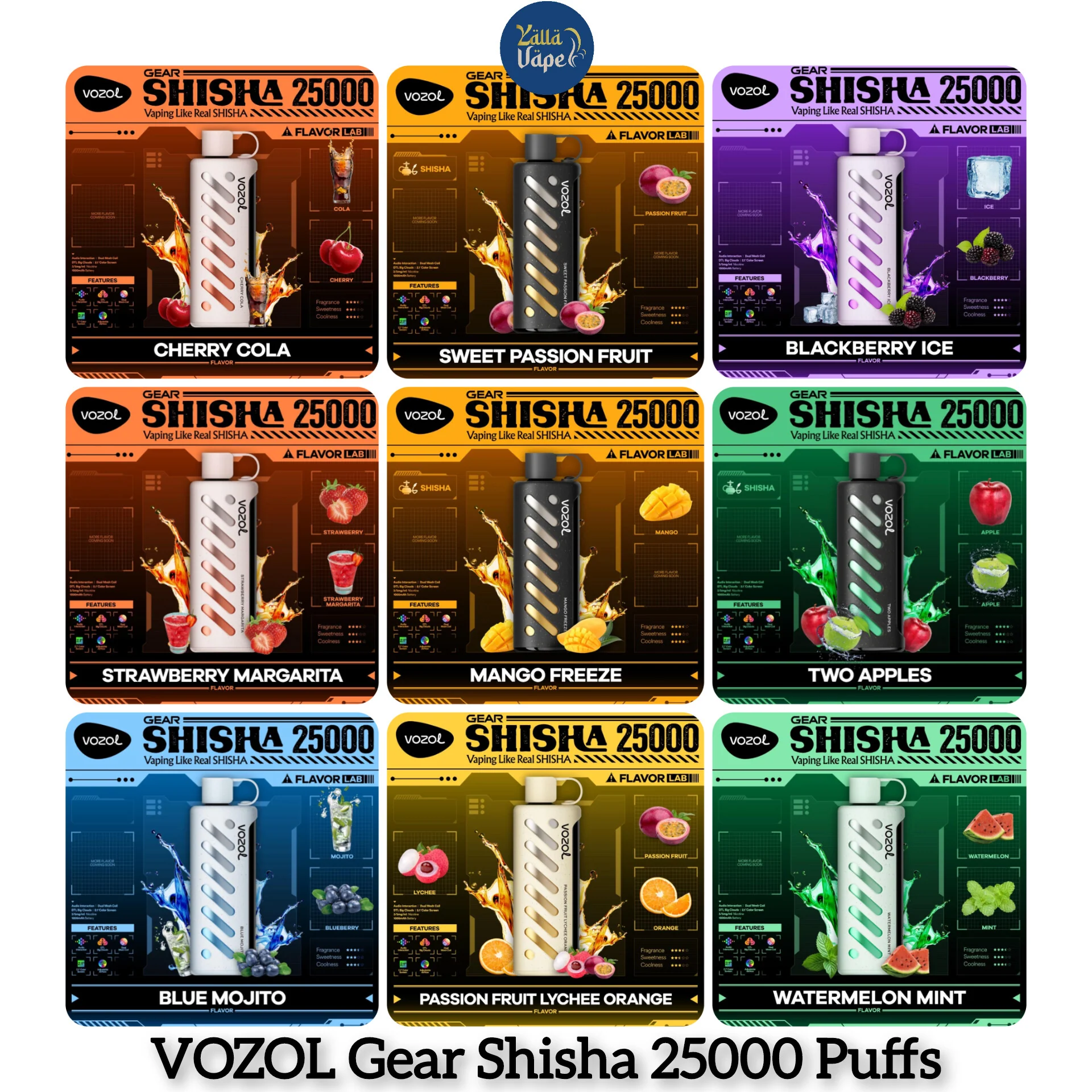 VOZOL Shisha 25000 Disposable Vape, shisha flavored vape, Middle Eastern shisha experience, apple shisha vape - VOZOL Gear Shisha 25000 Puffs Disposable Vape in UAE – YALLA VAPE