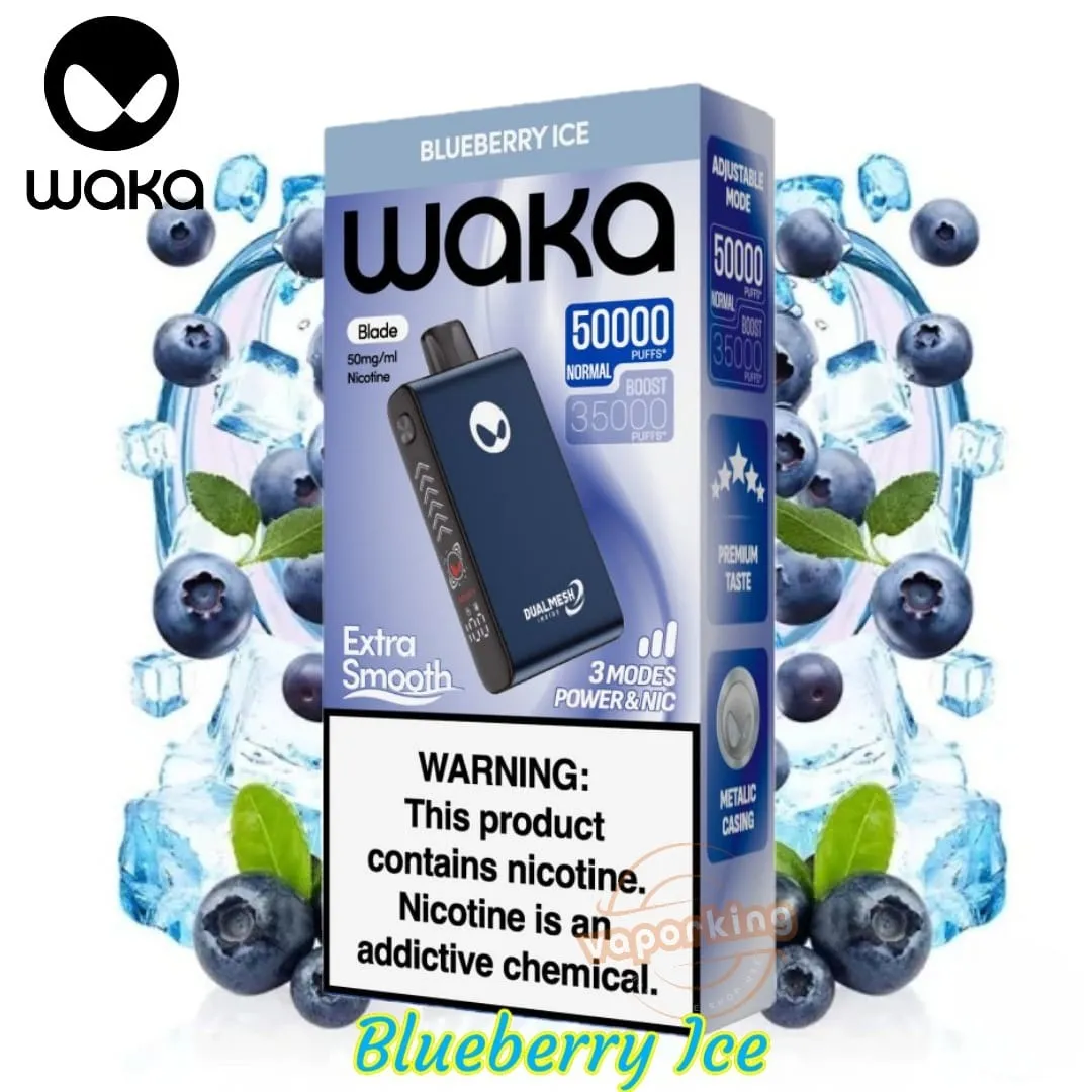 Waka 50000 digital screen, vape battery indicator, e-liquid level display, smart disposable vape technology - Best Buy Waka Blade 50000 Puffs Disposable Vape In UAE