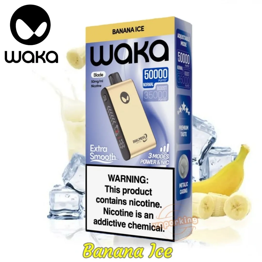 Waka 50000 Banana Ice,disposable vape Dubai,best vape UAE,Waka Blade 50000,vape shop JLT,50000 puffs vape,Banana Ice review,buy Waka vape,smokeshop.ae,vape price Dubai