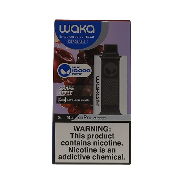 Waka 50000 Puffs disposable vape product shot, Waka ultra high capacity vape - Buy Waka Grape Apple SoPro 10000 Disposable Vape | Provape