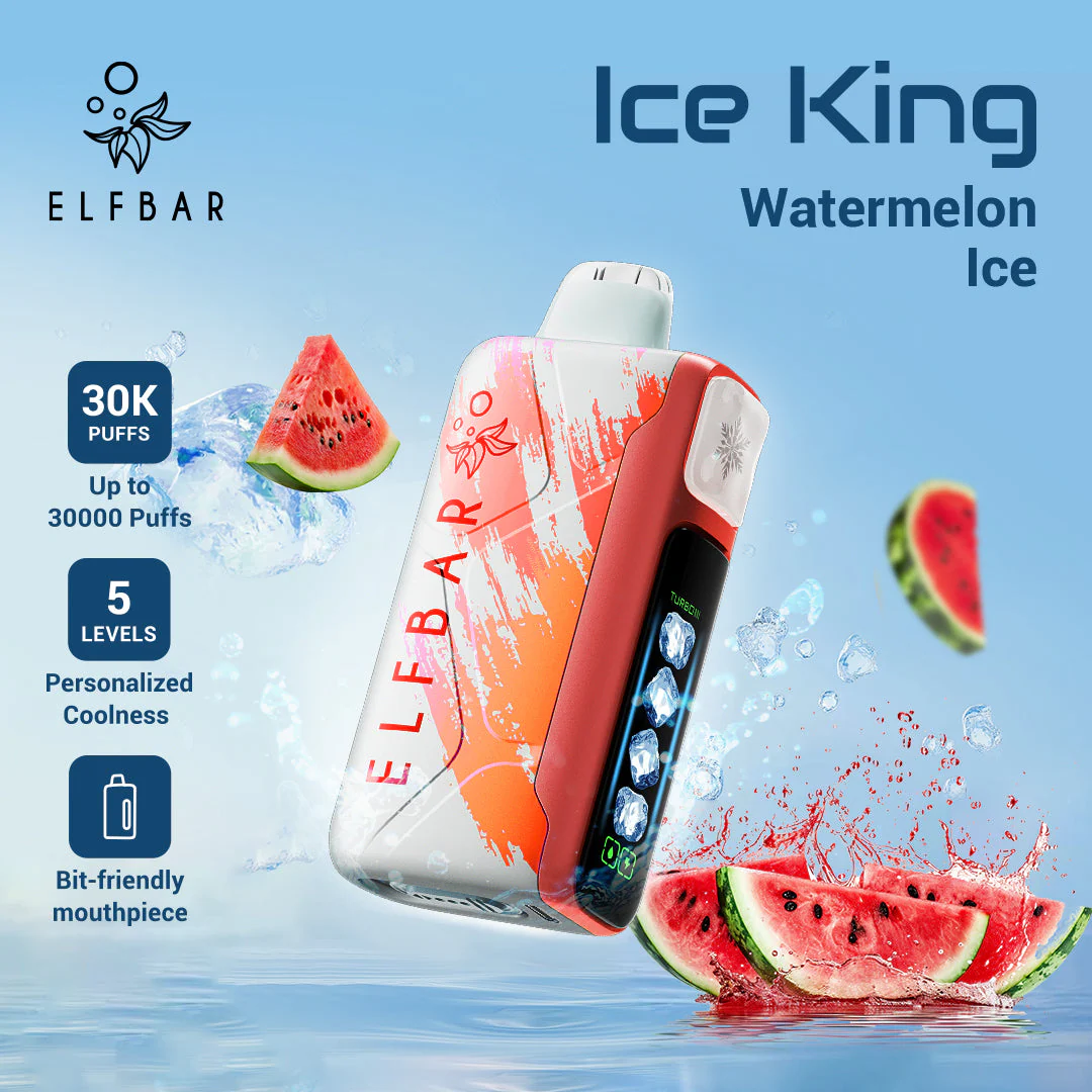 Watermelon ice vape flavor, frozen watermelon slice, refreshing vape Dubai, Elfbar Ice King watermelon - Buy Elfbar Ice King 30000 puffs Disposable Vape in YOUR CITY-FAST ...